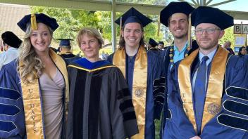 Dr. Pam Lein and her 4 PhD students graduating Spring 2024